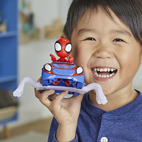 Image of Spidey and his Amazing Friends Spidey Web Crawler Set, 4-Inch Scale Action Figure and Vehicle, Marvel Preschool Super Hero Toys, Kids Easter Gifts, Ages 3+