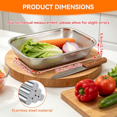 Colador rectangular de acero inoxidable para vegetales miniatura 4