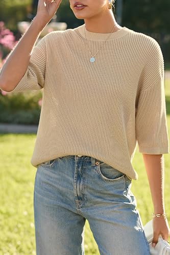 Arach&Cloz Women’s 100% Cotton Fall Casual Relaxed Fit Crochet Tops 20254