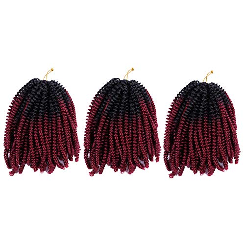 Yisimei Spring Twist Hair Ombre Color 3PCS/Lot Spring Twist Crochet Hair 18 Colors Avaliable Hight Temperature Fiber Hair Extensions (8“ 3PCS/Lot, B5)