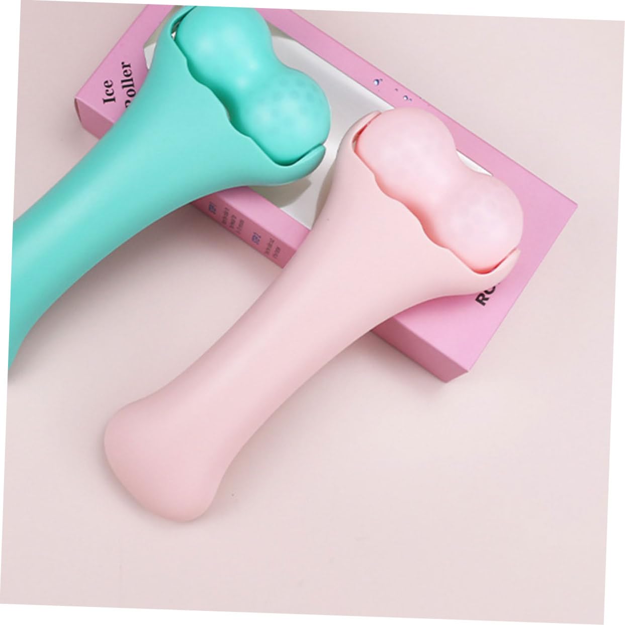 Rodillo Hielo Facial Portátil Doble Cabezal Masajeador Ergonómico para Cuidado Piel Mujeres y Viaje