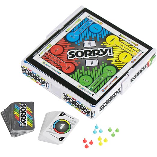 Sorry Board Game for Kids and Family, Classic Strategy Tabletop Game with Cards and Pawns | 2 to 4 Players | Ages 8 Plus | Indoor Game Night Set