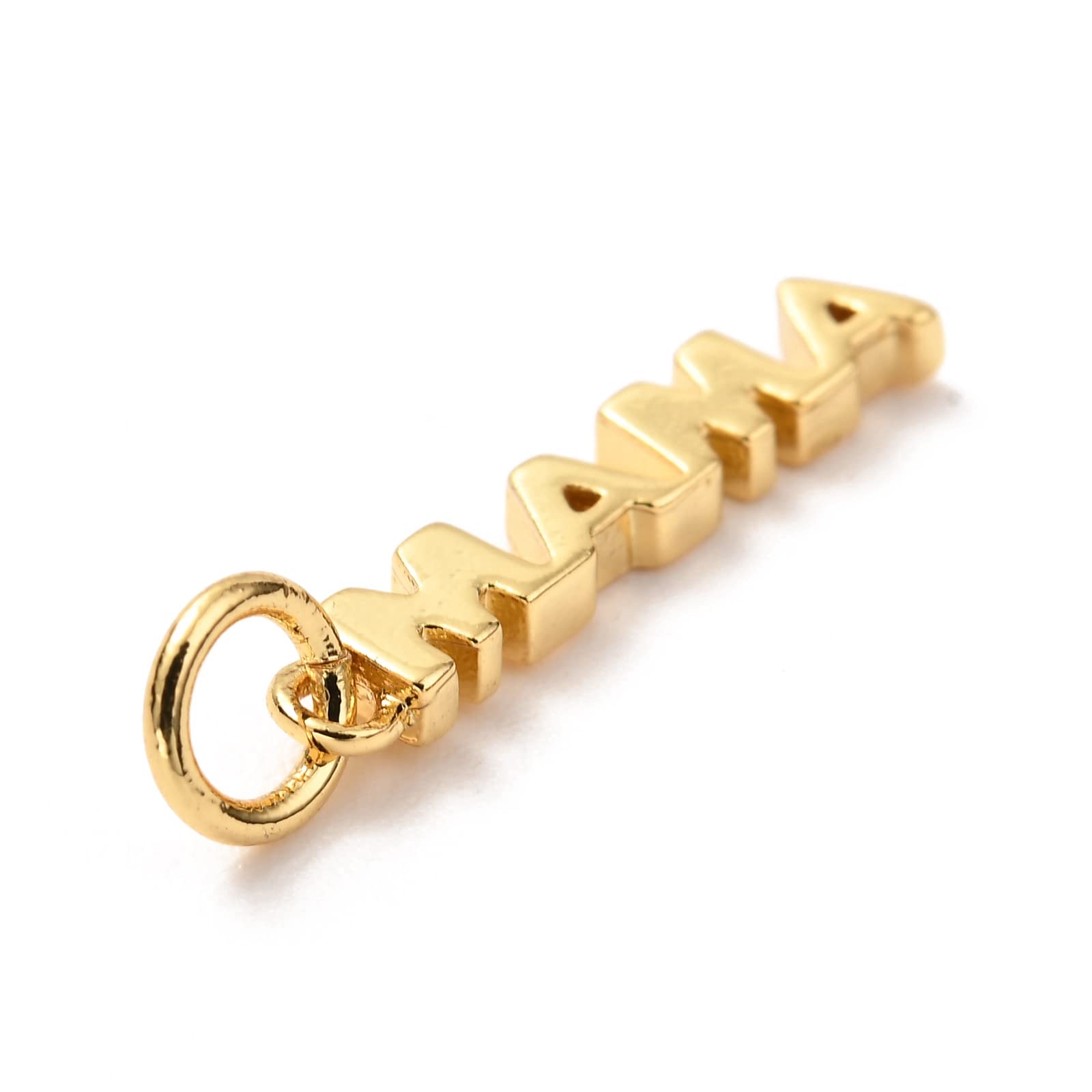 10 dijes chapados en oro real de 18 quilates para mamá de latón con palabras para madre, adornos de recuerdo para hacer joyas a granel 8