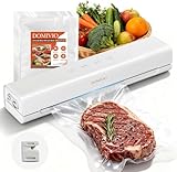 DOMIVIO Vacuum Sealer Machine with Cutter for Food Storage, Includes 20 BPA-free Bags, Dry/Moist Modes, Compact Design, Food Sealer for Meal Prep and Sous Vide