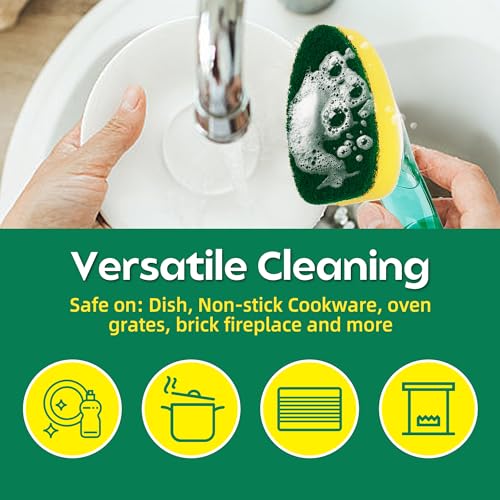 Image of Non-Scratch Dishwand Refills Sponge 12 Pack, Zero-Scratch Sponge Replacement Heads, Scratch-Free Dish Wand Refills, Scrubber Heads for Soap Dispensing Handle, Safe for Nonstick Surfaces