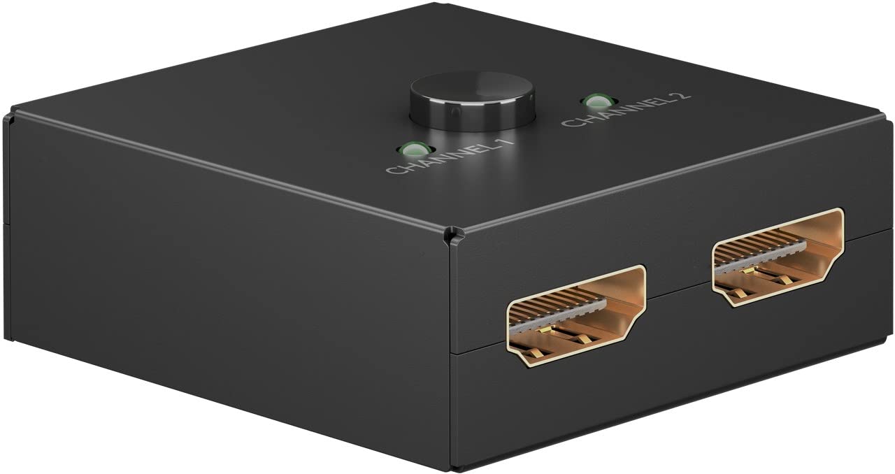goobay 58485 HDMI Switch 2 w 1 Out/4K przy 30 Hz (2160p) HDMI rozdzielacz/HDMI 1.4 przełącznik do PS4, PS5, laptopów lub monitorów