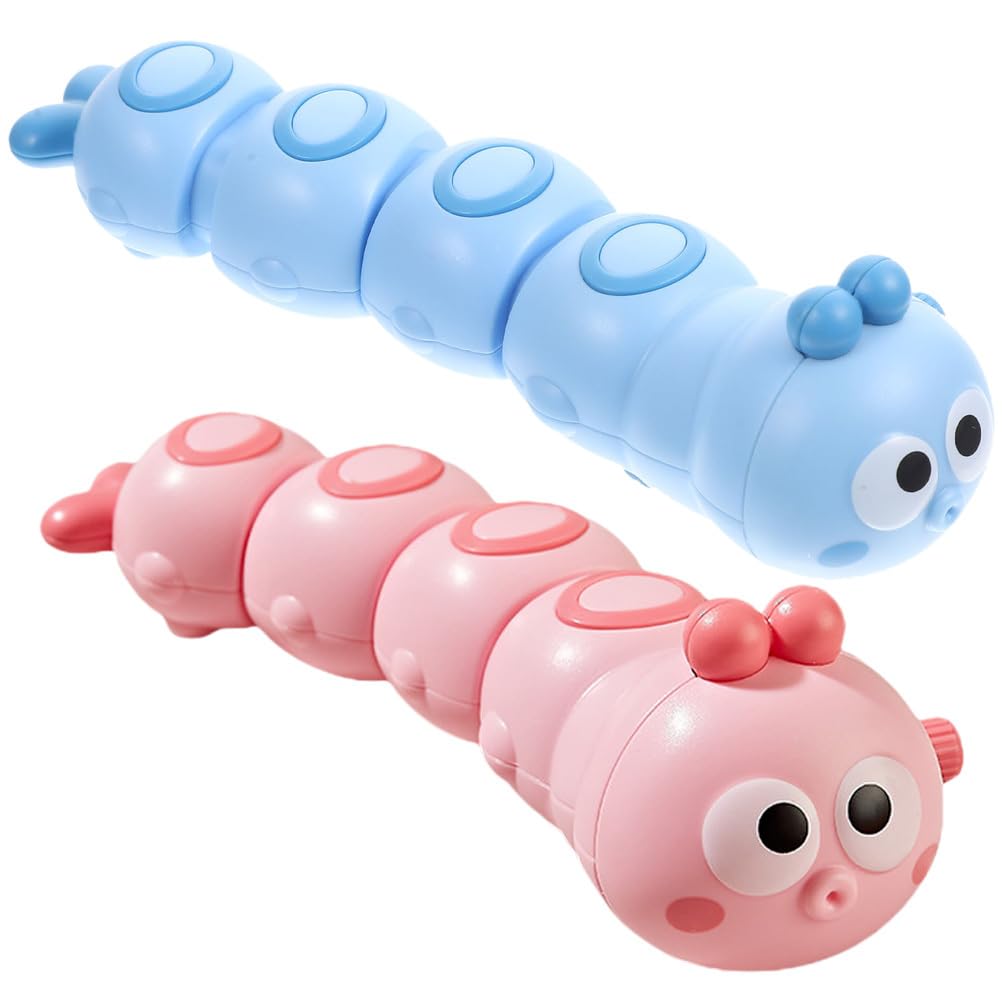 2Pcs Wind up Caterpillar Toys - Colorful Interactive Animal Playthings for Kids, Engaging Abs Material, 5.91X1.57X1.18In, Perfect for Learning and Play