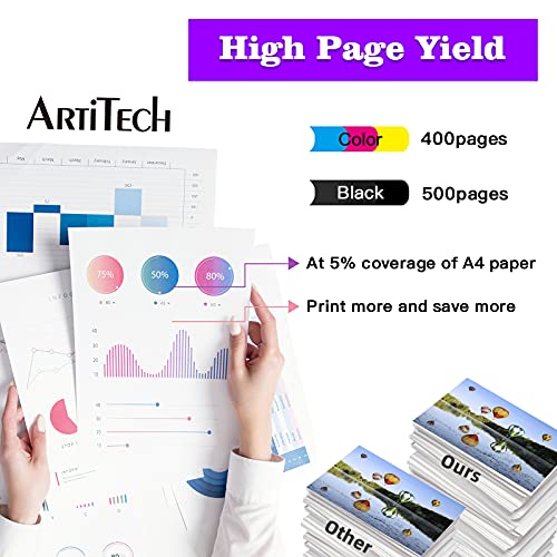 Artitech Replace For Dell Series 21 Ink Cartridges Compatible For Dell V515W, V715W, P513W, P713W, V313, V313W, P713W, All-In-One Printers 4 Pack, (3 Black And 1 Color) For Dell Series 21, Series 22 #TOP3