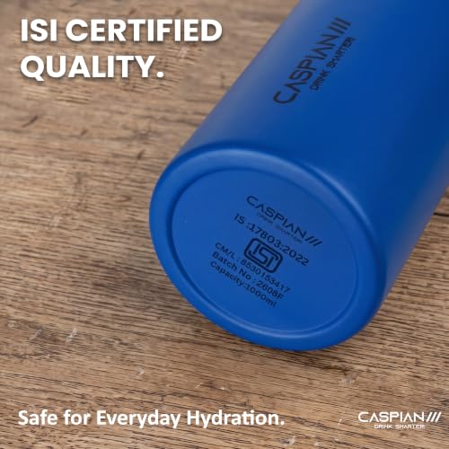 Image of CASPIAN / / / Astra Stainless Steel Water Bottle 1 litre (1000 ml) | Single Wall, Leakproof & BPA-Free | Reusable Metal Bottle for Fridge, Home, Office, Gym, School & Travel, Blueberry Blue, Pack of 1
