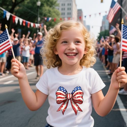 Image of Mommy and Me 4th of July T-Shirt Mama Mini Party in The USA Shirt American Flag Bow Tees