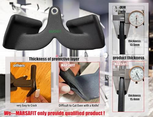 Image of MARSAFIT Home Gym Fitness Rowing T-bar V-bar Pulley Cable Machine Attachment, Bicep Curl Tricep LAT pulldown Bar Back Strength Training Handle Grips LAT Pull Down Bar for Seat Row Workout(BTBAR 1902)