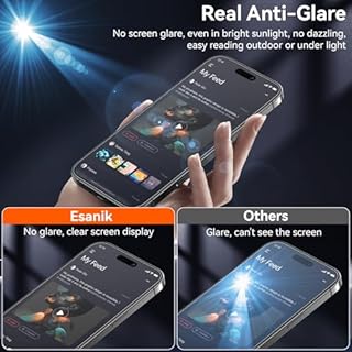 Esanik 2+2 Pack for iPhone 17 Matte Glass Screen Protector Auto-alignment Anti-Glare & Anti-Fingerprint,Anti-Reflection,Bubble Free, Smooth as Silk, 9H Glass Screen Cover