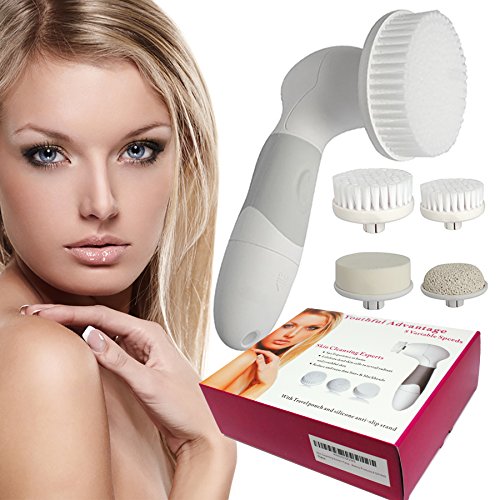 Electric Face Cleansing Brush - Facial Skin Scrubber For Exfoliating and Cleaning. Includes 8 Speeds To Achieve Radiant Vibrant Skin Removing Oil and Dead Skin. Discover Your Youthful Advantage.
