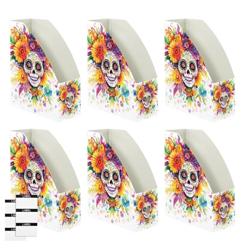 Boîte de rangement de magazines pliable lot de 3 organiseurs de dossiers Dia de Los Muertos - 2