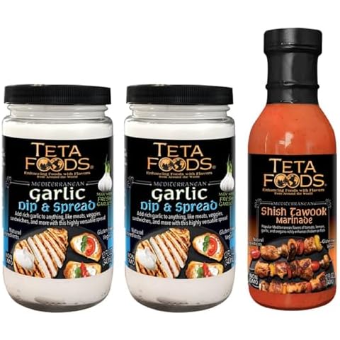 Teta Foods Assorted Selection of Middle Eastern Dressings and Marinades (2 Garlic, 1 Tawook) Cover