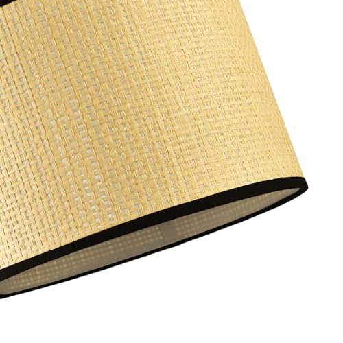 Chic Thin Strapped Rattan Drum Lamp Shade with Black Cotton Fabric Trims | 30cm x 20cm | White PS Board Lining by Happy Homewares - Image 6