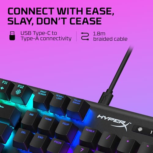 Image of HyperX Alloy Origins Mechanical USB Gaming Keyboard Software-Controlled Light and Macro Customization, Compact Form Factor, Clicky Switch, Blue, RGB LED Backlit, Black (HX-KB6BLX-US)