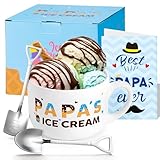 Picture of R HORSE Ice Cream Bowl Gift Set Papa Ice Cream Bowl Engraved Shovel Spoon Set with Best Papa Ever Card Gifts for Dad Papa Cereal Fruit Tableware Kit Father’s Day Birthday Christmas Gift