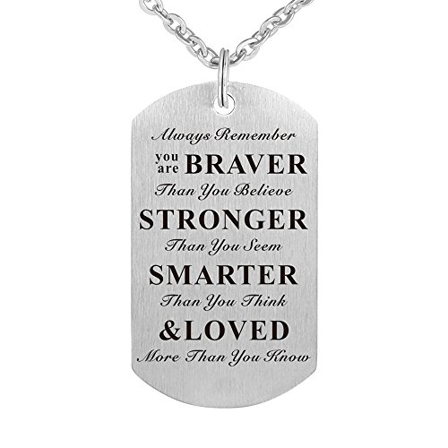 Always Remember You Are Braver Than You Believe Men Women Jewelry Keychain Pendant Necklace Key chain
