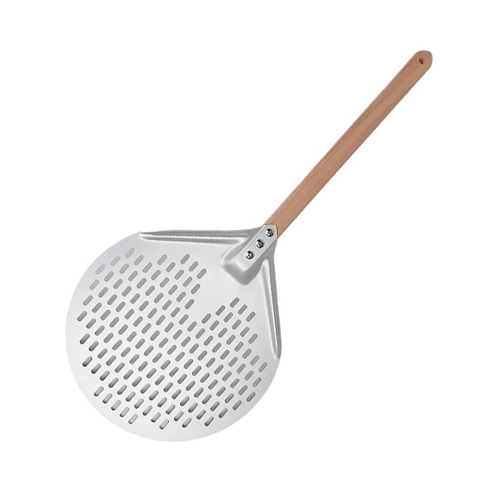 Pala for pizza forata in alluminio anodizzato duro da 12/14 pollici for pizza rotonda con manico in legno Pala for pizza fatta in casa(14inch)