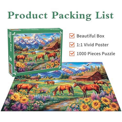 Horse Ranch Jigsaw Puzzles 1000 Pieces for Adults - image 5
