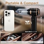 Nettoyeur à vide de voiture portatif sans fil 22000Pa Puissance de l'aspiration cyclonique Blowing Brushless moteur portable rechargeable à main Air Duster/Blower/Pump pour les véhicules Home Carpet Animal Hair Removal (Noir)