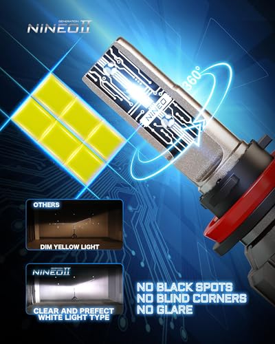 NINEO H11 Bulbs, H11 Fog Light, 300% Brightness 6500K Cool White, 1:1 Mini Size, Plug-N-Play, Waterproof Fanless Wireless in-Line H8 H9 Bulbs (Pack of 2) - Thumbnail 5