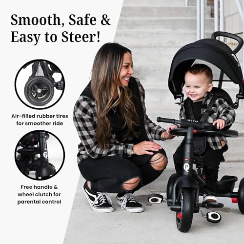 Image of Rito Premium Folding Stroller & Toddler Bike, Air Tires, Midnight Edition