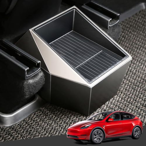 Image of Rear Trash Can for Tesla Model Y 2021-2025,Rear Center Console Organizer Storage Box Garbage Can Bin for Tesla Model Y Accessories,Cybertruck Style Under Seat Garbage Can