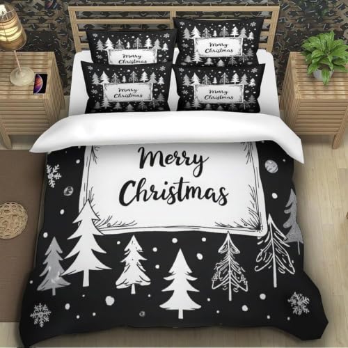 Linge de lit 200x220 Noël en microfibre douce supérieure avec imprimé moderne 3D