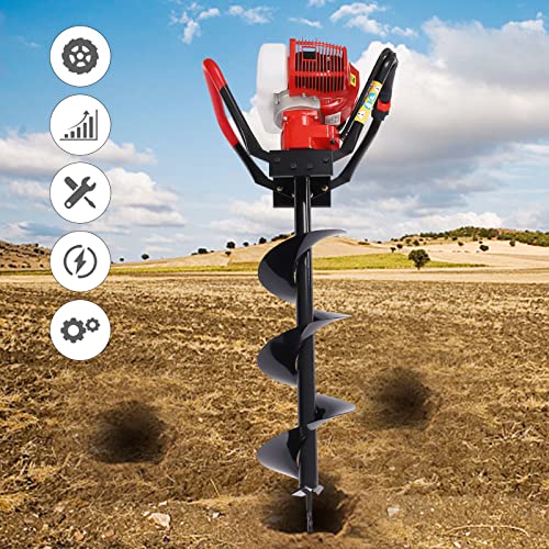 43CC 2-Stroke Gas Powered Earth Auger Post Hole Digger with 8" Drill, 1.7HP Hole Digging Machine Auger Spiral Drill Bit Borer Fence Ground Drill for Garden & Lawn Digging Planting Drilling - Image 7