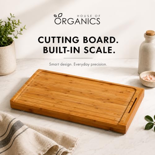 Tabla de cortar rectangular de bambú con balanza integrada miniatura 3