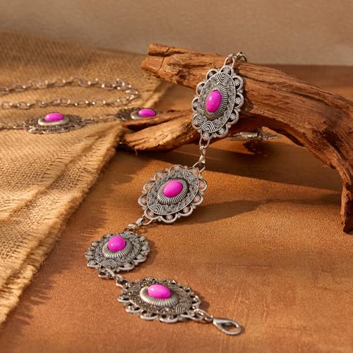 XZQTIVE Women Boho Chain Belts For Dresses Jeans Western Cowgirl Waist Links Belt Adjustable Metal Concho Belt