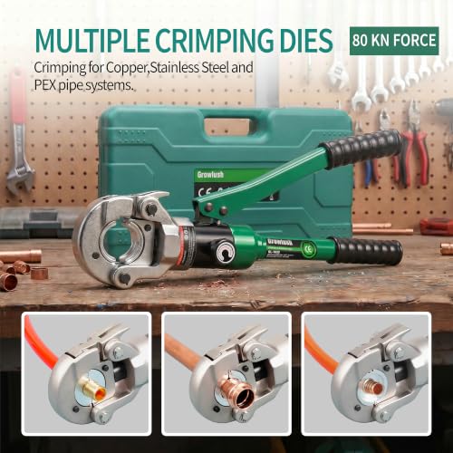 Growlush Hydraulic Press Tool with 11 Dies