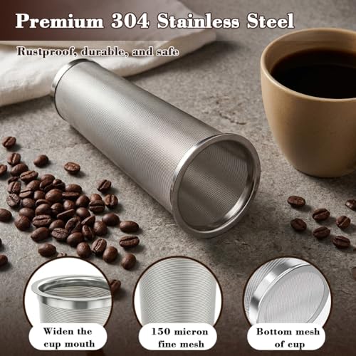 Image of Supvox Stainless Steel Cold Brew Coffee Filter 5x21cm, 304 Fine Mesh Reusable Coffee & Tea Infuser, Conical Filter for Mason Jars, Rustproof Cold Brew Maker for Iced Coffee Tea & Infused Drinks
