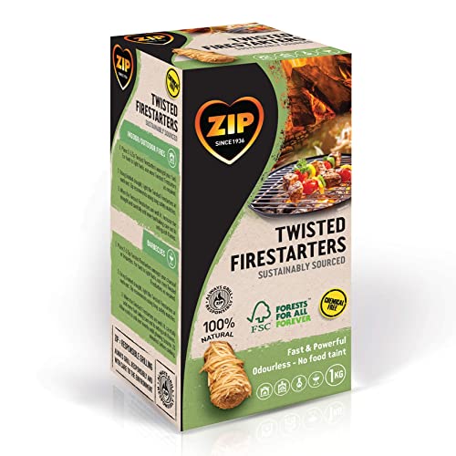 ZIP Twisted Firestarters | Fast Lighting 80 Natural Wood Wool Firelighters Perfect for the BBQ Wood Burner Stove Firepit Pizza Oven or Chiminea Sustainably Sourced Chemical Free Odourless