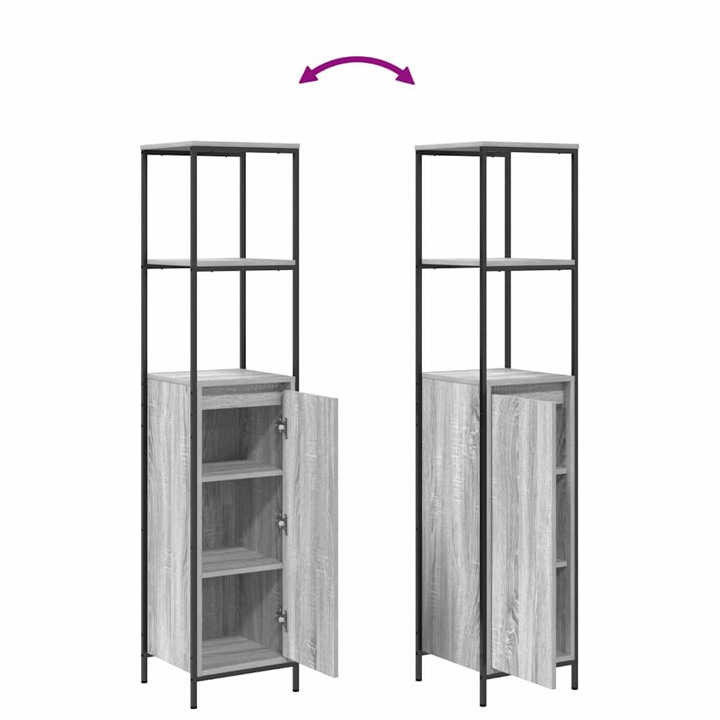 vidaXL Zestaw mebli łazienkowych z półką 2 pcs Szary sonoma i Czarny, Nowoczesny zestaw mebli łazienkowych, dużo miejsca, prostokątna szafka, stylowa z szufladami, trwała konstrukcja