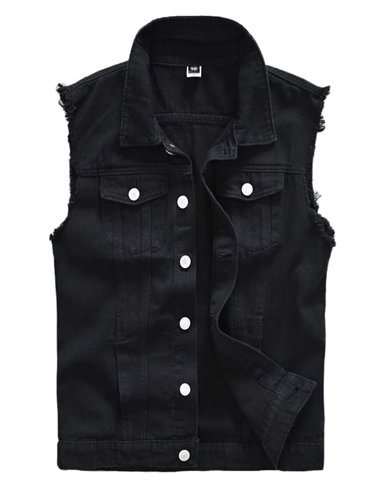 DSDZ Men's Sleeveless Ripped Denim Vest Casual Slim Fit