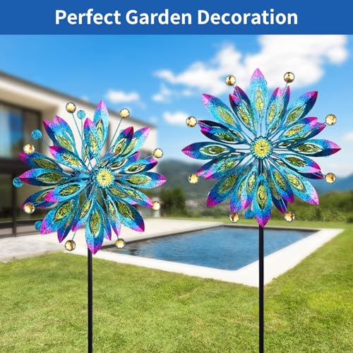 Wind Spinner for Yard and Garden Windmill Outdoor Metal Kinetic Wind Sculpture Dual Direction 360 Degrees Swivel for Yard Patio Lawn Decoration,61 Inch by Ratuor - Image 3