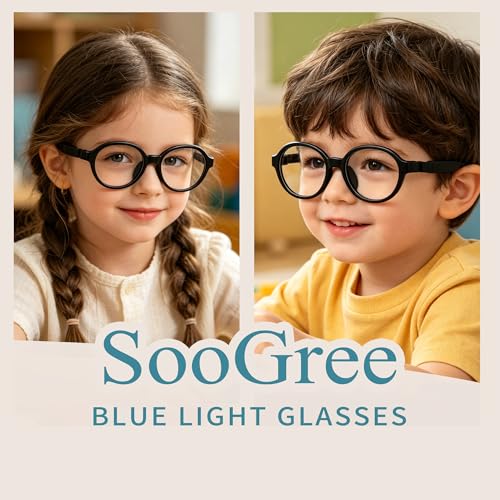 Image of SooGree Blue Light Blocking Glasses for Kids Boys Girls,Computer Screen Gaming TV Phone Glasses Anti Glare & Eye Strain