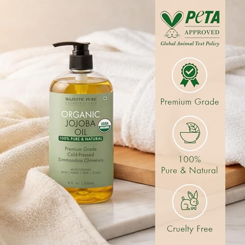 Image of Majestic Pure Organic Jojoba Oil, 100% Pure & Natural - 8 Fl Oz with RollOn