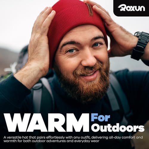 Image of ROXUN Beanie for Men /Women Winter Hat Soft Warm Unisex Skull Stocking Cap | cuffed beanie,stretch-knit fit ,suits daily wear,hiking, skiing cycling