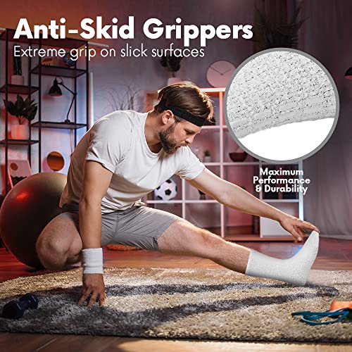 Debra Weitzner Men’s Fuzzy Socks with Grips 5/6 Pairs Microfiber Plush Sleeping Socks Soft Anti-Skid Solid3