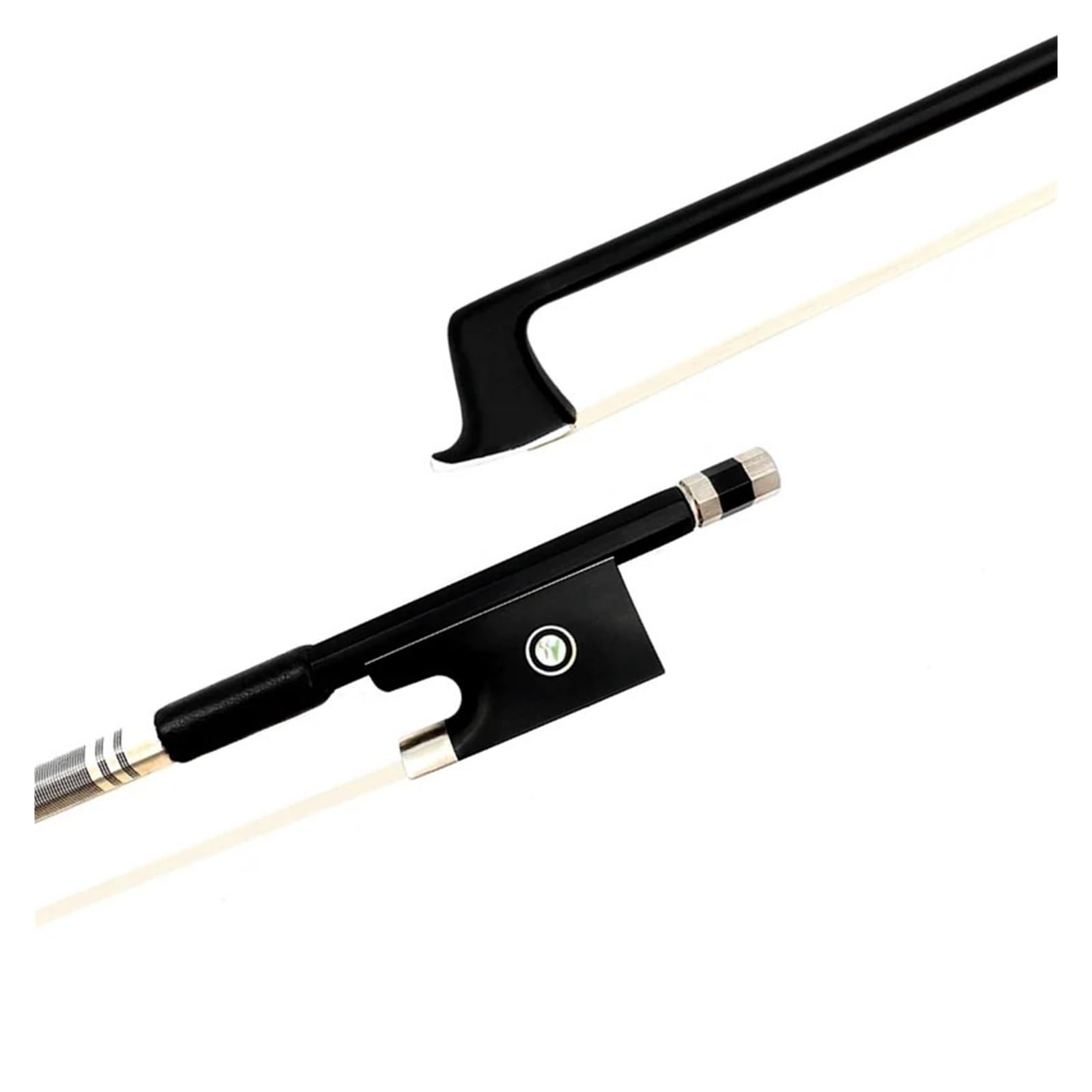4/4 3/4 1/2 1/4 AAA arco de violín de fibra de carbono pelo de lazo blanco Natural abulón recto arco de ébano Rana violín arcos parte(4-4 violin bow)