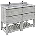 Fresca Stella 48" Open Base Double Bathroom Cabinet w/Top & Sinks in Ash Gray
