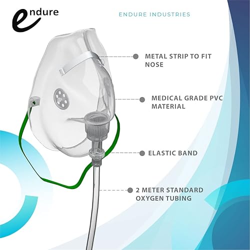 Miniatura 3 de Máscara de oxígeno alargado, paquete de 5 (adulto)