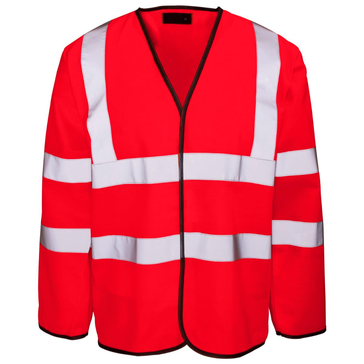 Hi Vis Long Sleeve Zip Vest Unisex High Visibility Zipped Waistcoat Reflective Jacket Class 3 (Red, L)