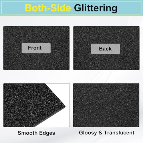Image of MECCANIXITY 3 Pcs Black Glitter Acrylic Sheets 1 /8 inch Thickness 12 inch x 8 inch Glossy PMMA Fluorescent Plastic Sheets Extruded Translucent Blanks for DIY Art Crafting Laser Cutting & Engraving