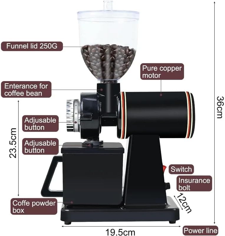 Coffee Grinder, Automatic Burr Mill Machine with 8 Adjustable Settings & One-Button Start for Precision Grinding, Electric Coffee Bean Powder Grinding (B)