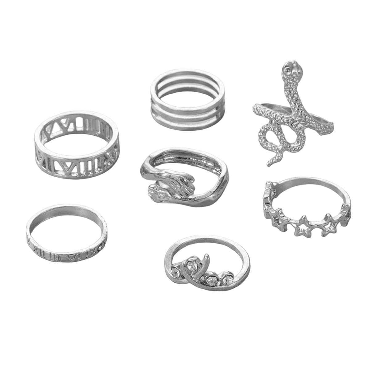 Jewels Galaxy Jewellery For Women Silver Plated Snake inspired Stackable Rings Set of 7 (JG-PC-RNGP-2710) (B0BQN72M9Q) Amazon Price History, Amazon Price Tracker